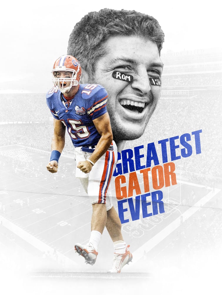 Image of Tim Tebow "Greatest Gator Ever" Poster
