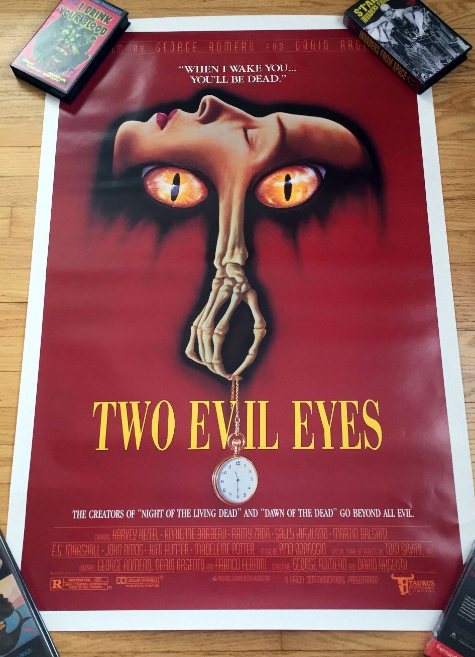 1990 TWO EVIL EYES Original U.S. One Sheet Horror Movie Poster