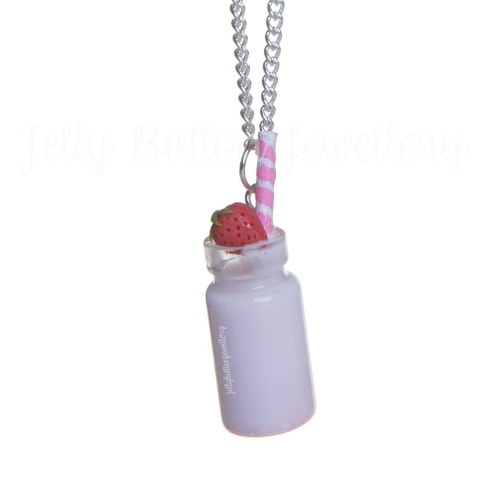 Image of Strawberry Milkshake Bottle Necklace