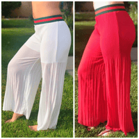 Image 1 of SHEER PANTS WHITE*RED