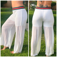 Image 3 of SHEER PANTS WHITE*RED