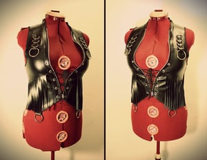 Image of Fringed fauxleather vest with rings