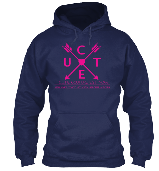 Image of NEW-CUTE ARROW/NAVY BLUE HOODIE/PINK ARROW