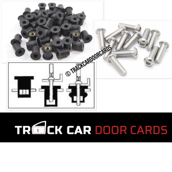 Image of Doorcard Fastener kit and pilot holes for various cars starting at £15 for both doorcards