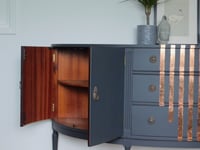 Image 3 of Dark grey & copper leaf half moon sideboard 