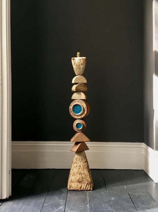 Image of Bernard Rooke Studio Ceramic Totem Floor Lamp, England 1960s