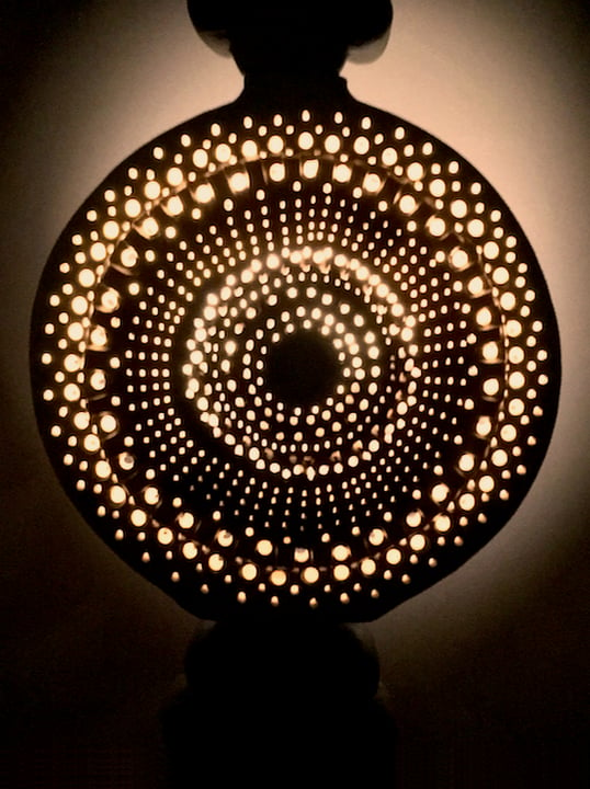 Image of Bernard Rooke Studio Ceramic Totem Floor Lamp with Pierced Detail