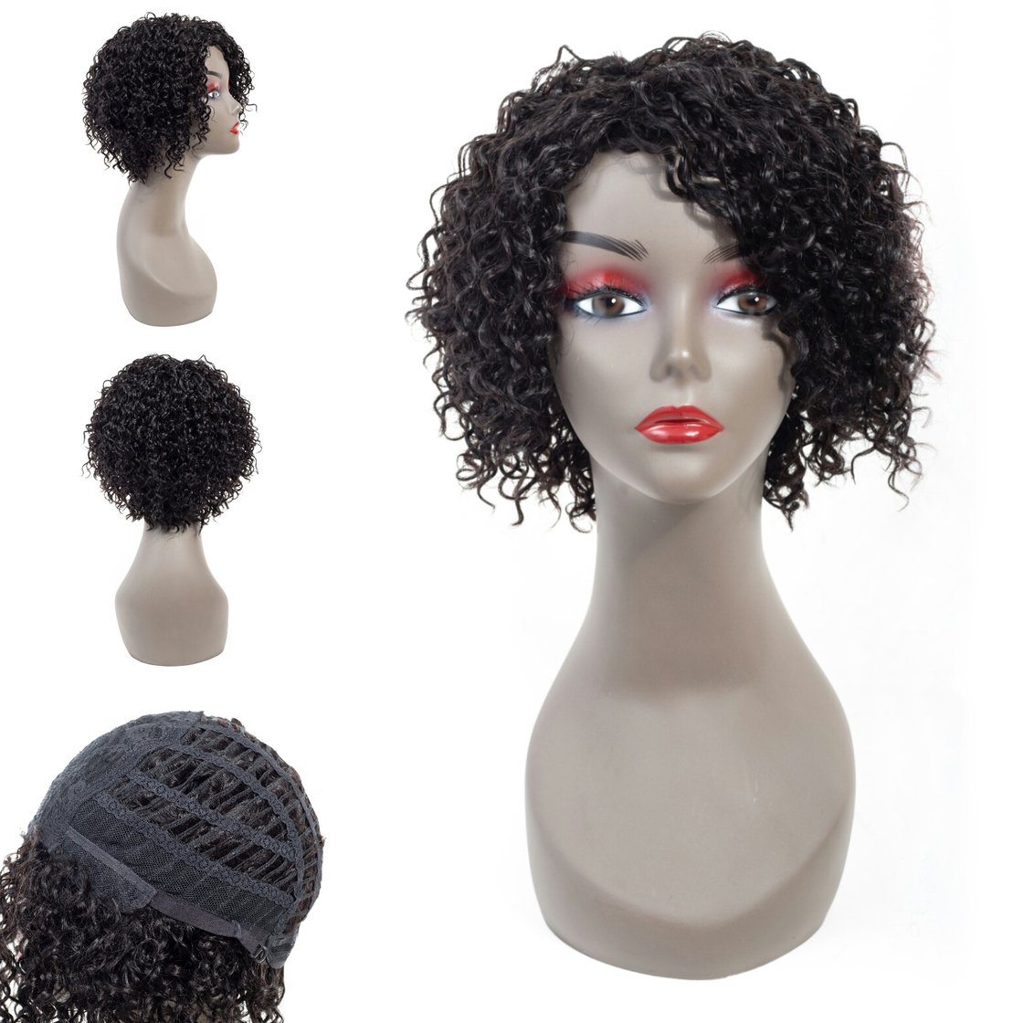 Image of Natural Black Curly Wig--Whole Mechanism Wig