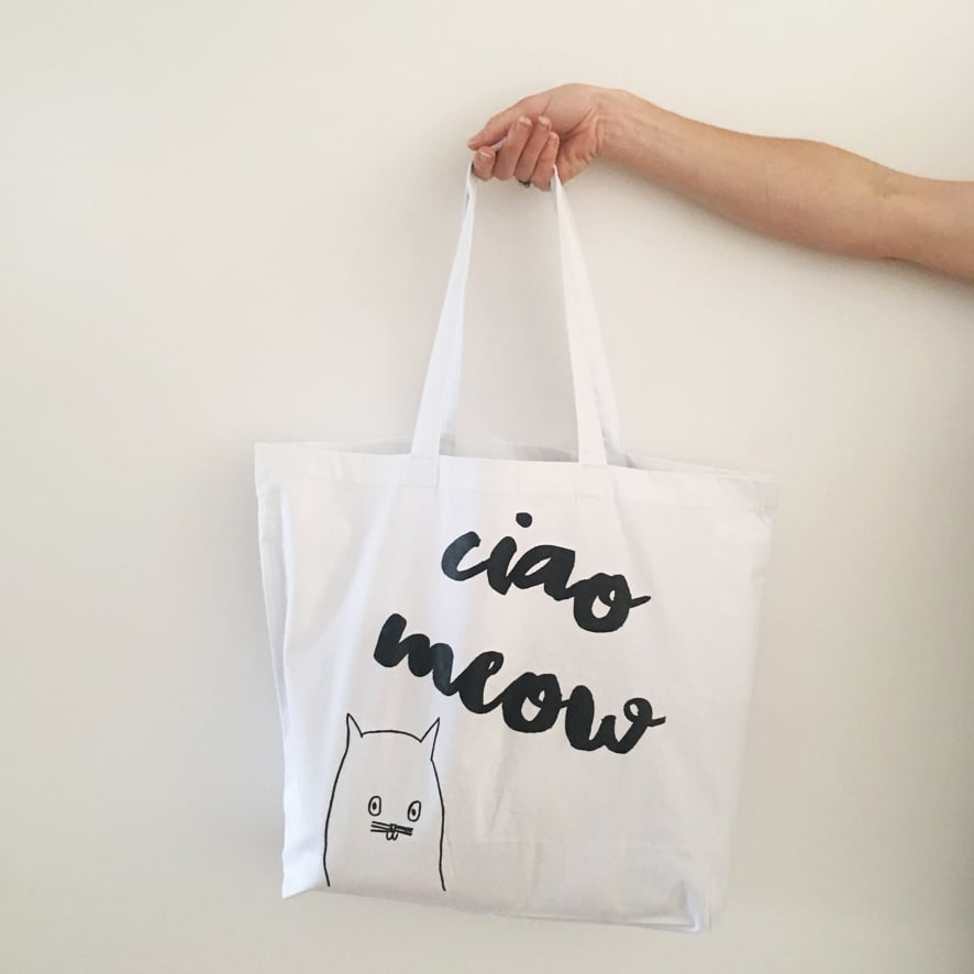 Image of 'Ciao Meow' premium cotton maxi tote