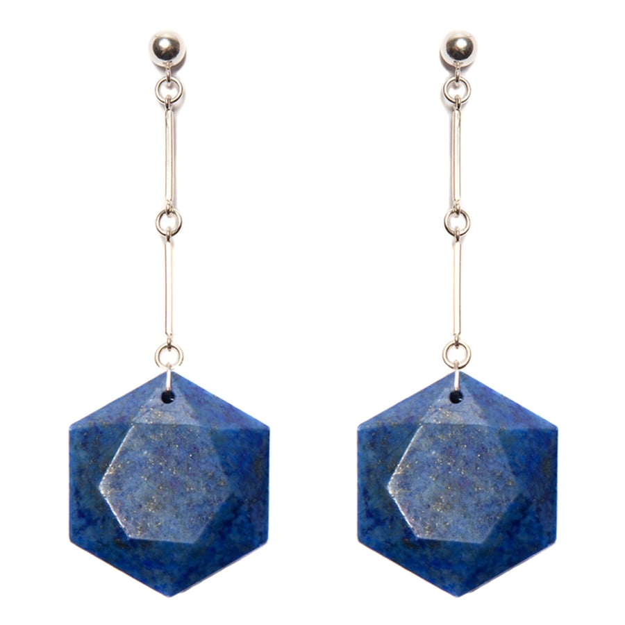 Image of "CODA" Lapis Lazuli Hex Drop Earrings