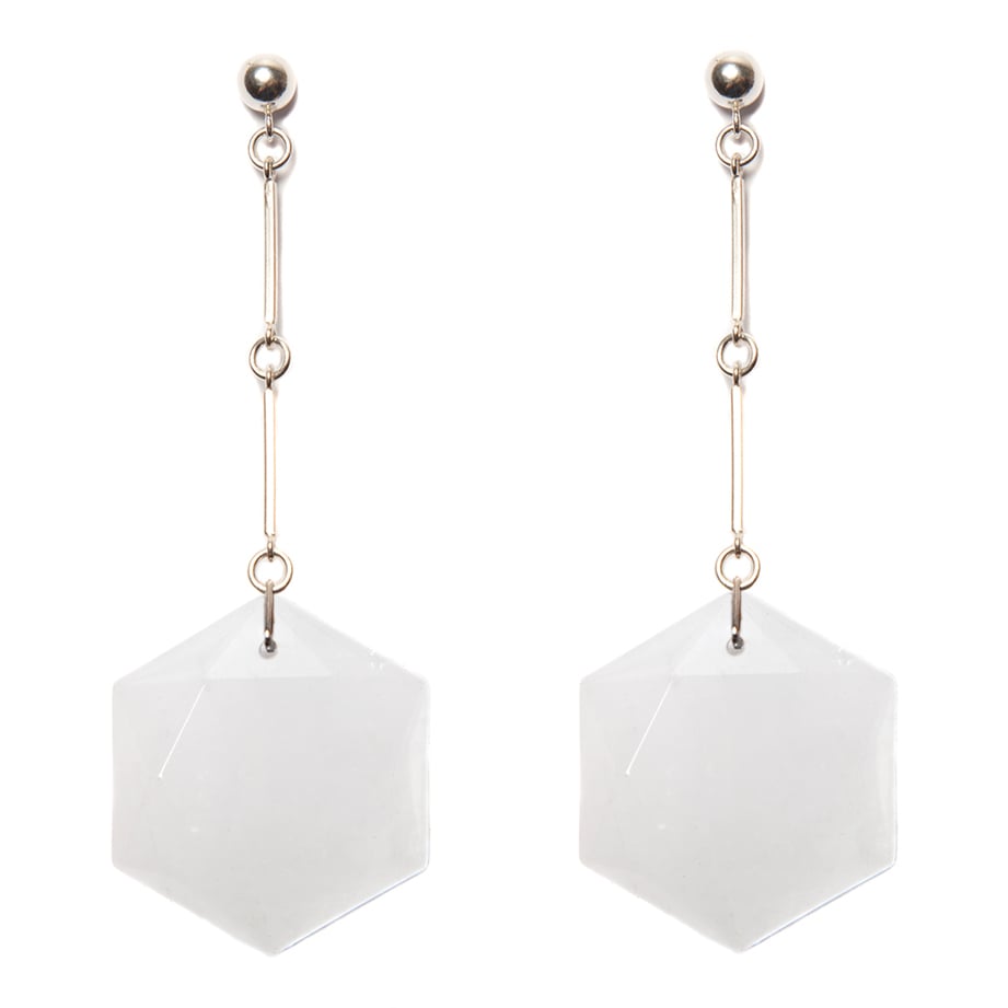 Image of "CODA" Crystal Quartz Hex Drop Earrings