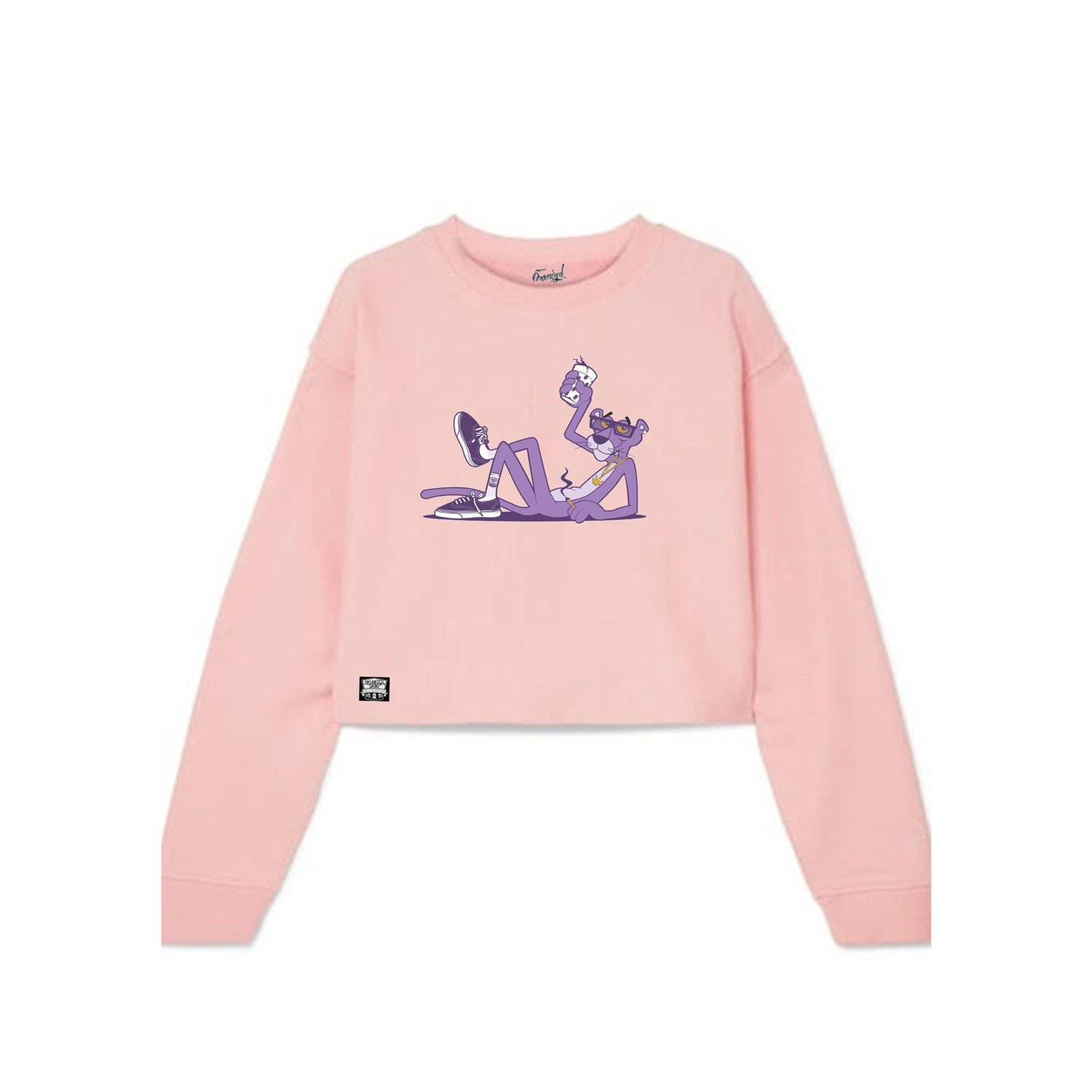 Image of Woman’s Purple Panther Crop Top Sweater 