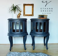 Image 1 of Pair of Victorian dark grey bedside cabinets 