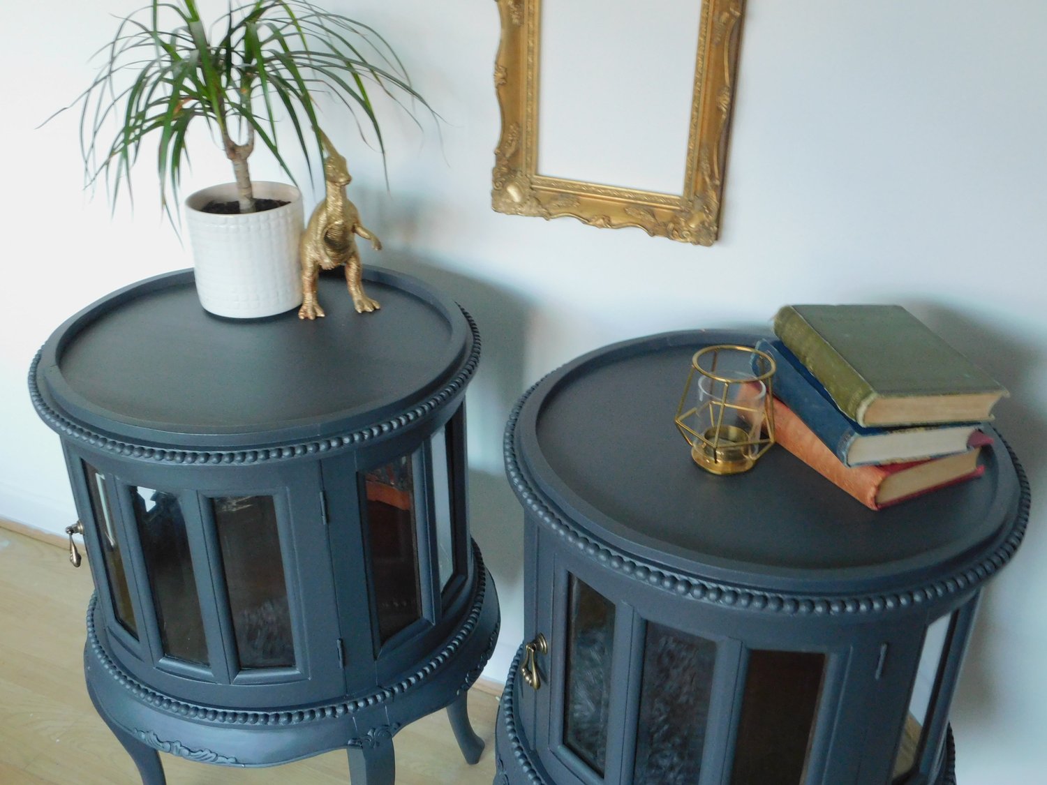 Image of Pair of Victorian dark grey bedside cabinets 