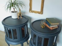 Image 5 of Pair of Victorian dark grey bedside cabinets 