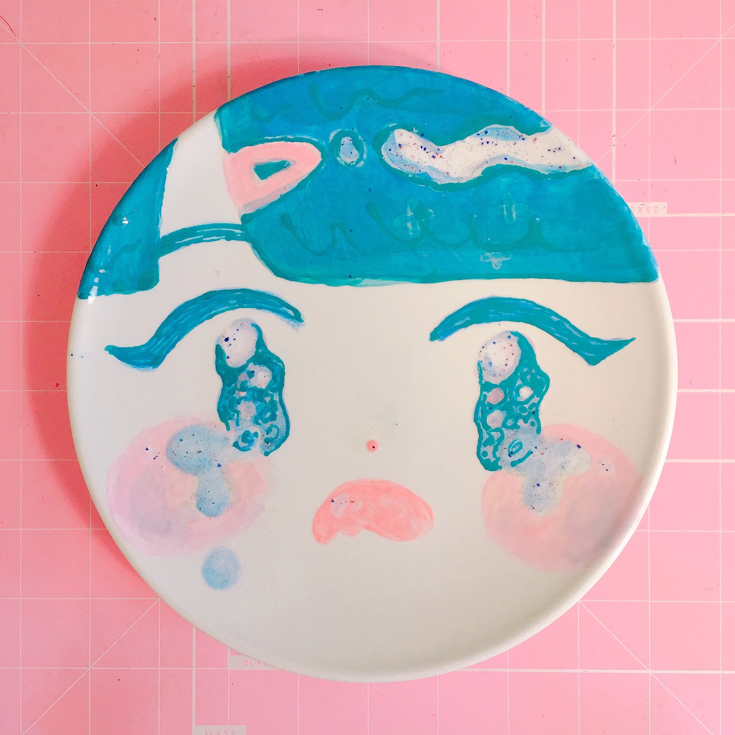 Image of CRYING GIRL (HAND PAINTED PLATE)