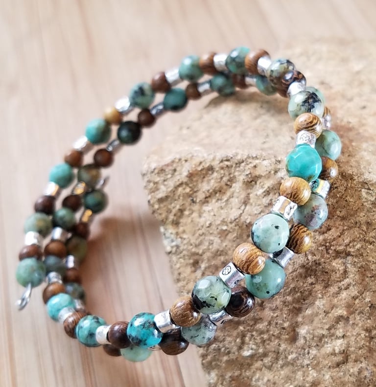 African Turquoise Wrap Bracelet Image 3