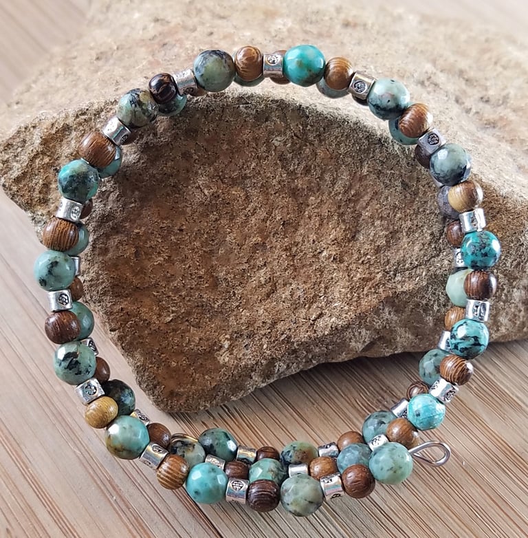 African Turquoise Wrap Bracelet Image 2