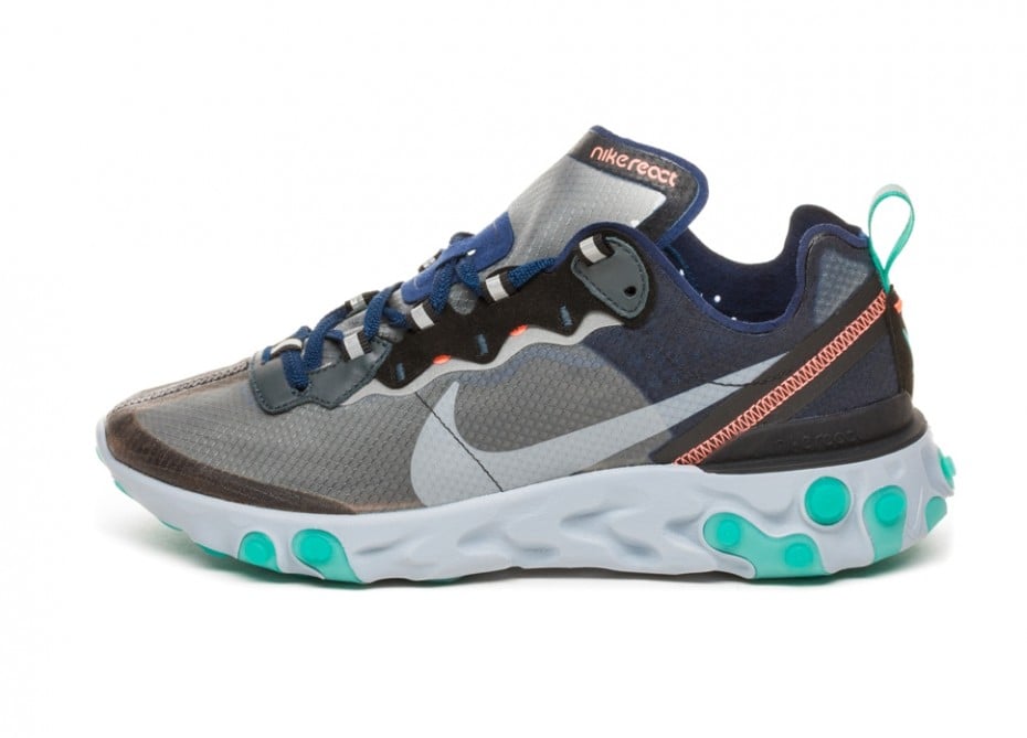 nike green & blue react element 87 sneakers