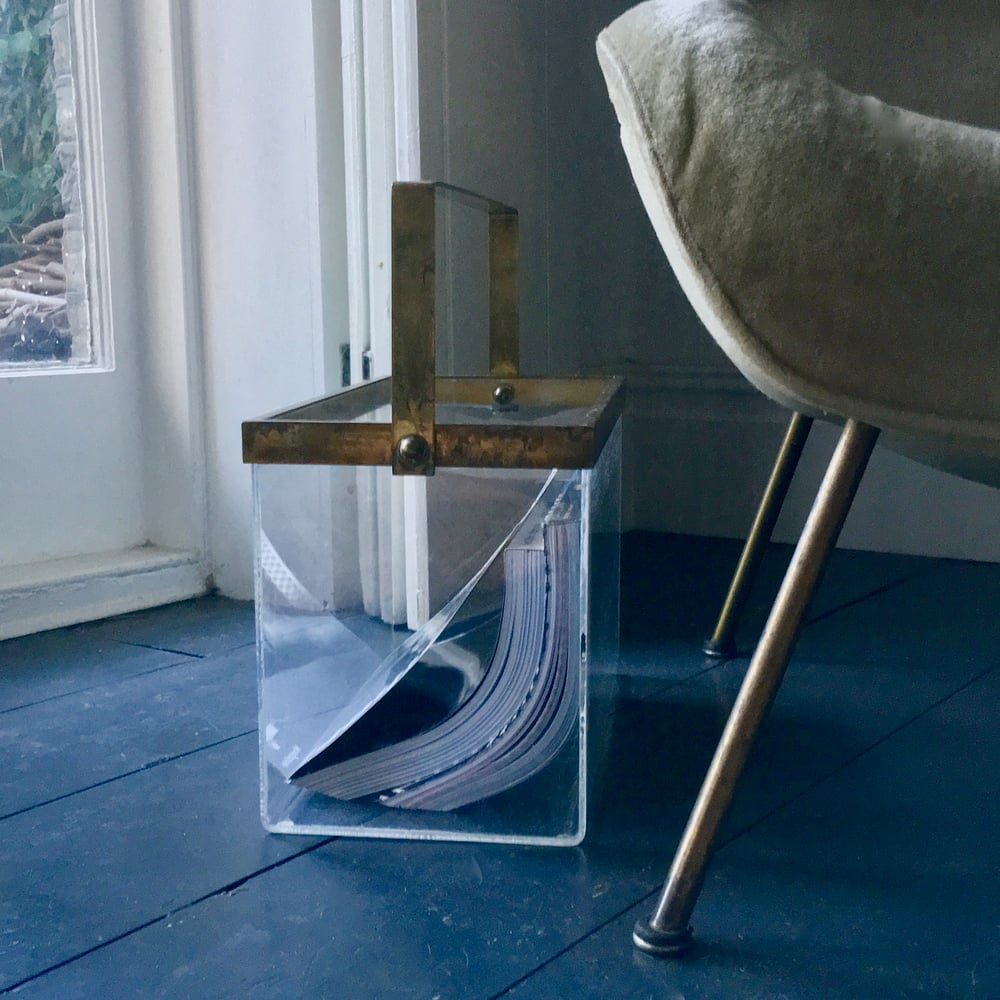 Image of Brass and Plexiglass Magazine Holder, 1970s