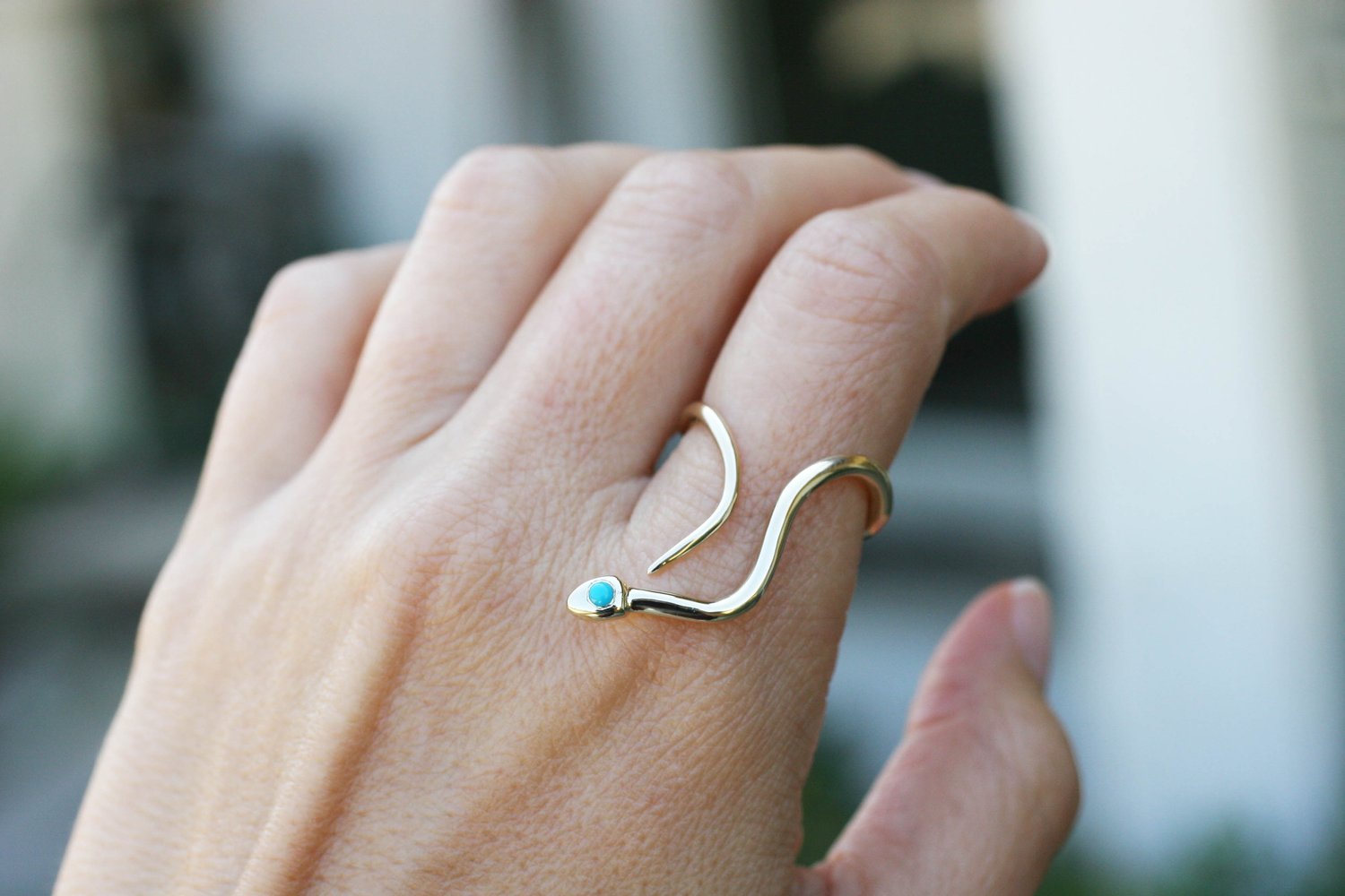 Image of Baby snake ring with turquoise