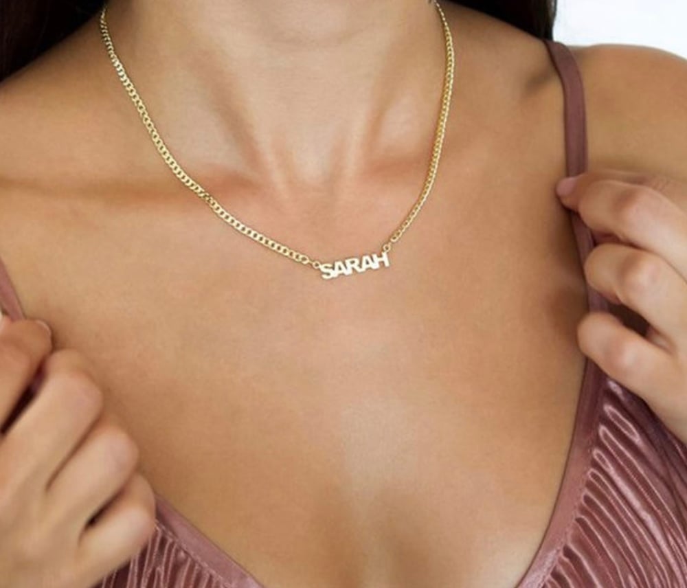 Image of Name Plate Necklace w/ Curb link chain 