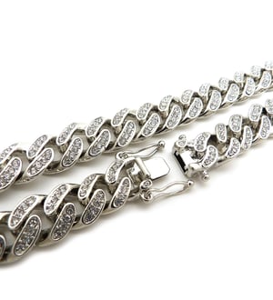 Image of Three Row Cross on Bling chain (Silver)