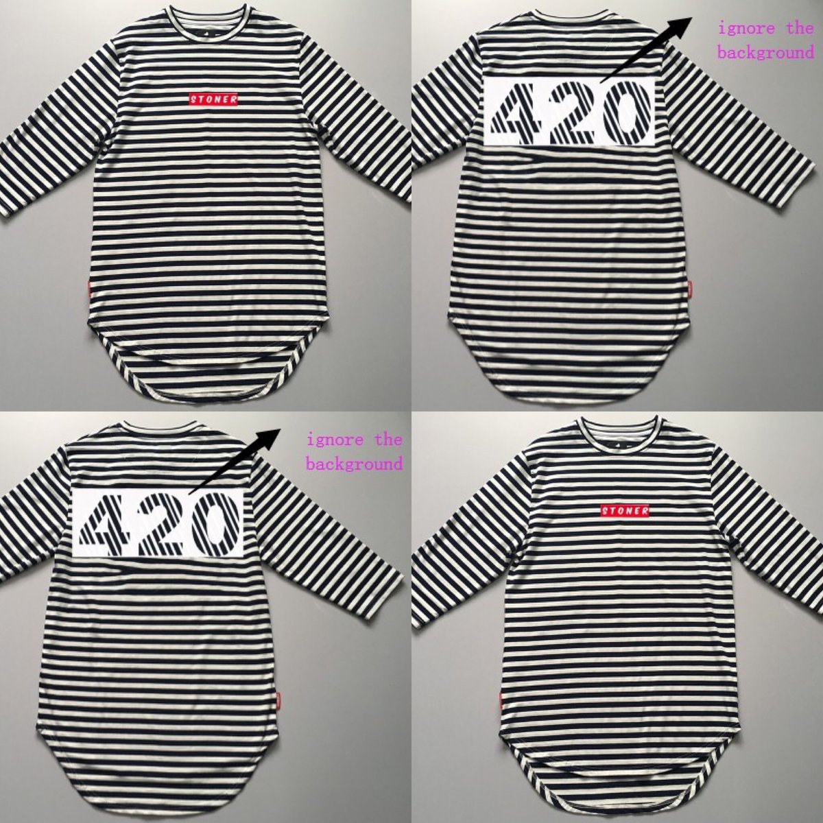 Image of 3/4 sleeve stripped shirt  xs-xxxl