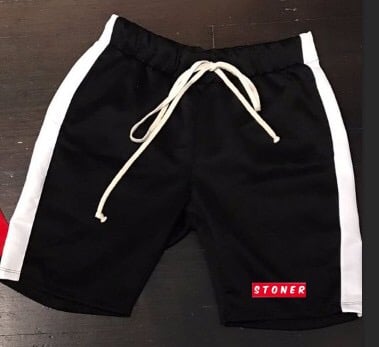 Image of Black shorts /pants white striped sides xs-xxxl