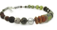Image 2 of Serpentine with Carnelian “Chunky” Necklace