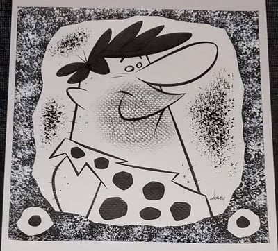 Image of BARNEY RUBBLE 8x8 ORIGINAL ART! HANNA-BARBERA's THE FLINTSTONES!