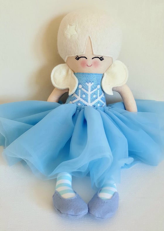 Image of Blue glitter Ballerina Handmade Fabric Doll