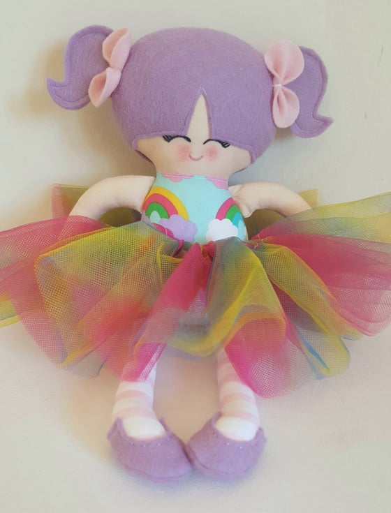 Image of Handmade rainbow tutu doll