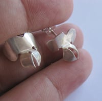 Image 3 of Dogwood pea flower stud earrings forged in sterling silver