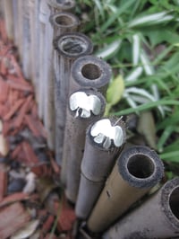 Image 5 of Dogwood pea flower stud earrings forged in sterling silver