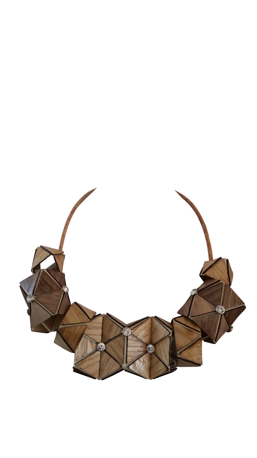 Image of Necklace in wooden textile - tessellation n.2