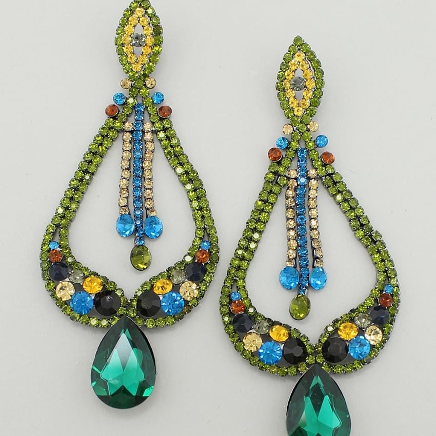Image of "Genesis" Multicolor Dangle Crystal Earrings