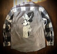 Upcycled “Minnie/Bride of Frankenstein” t-shirt flannel
