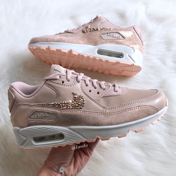 Womens nike air max 90 2025 rose gold with swarovski crystals