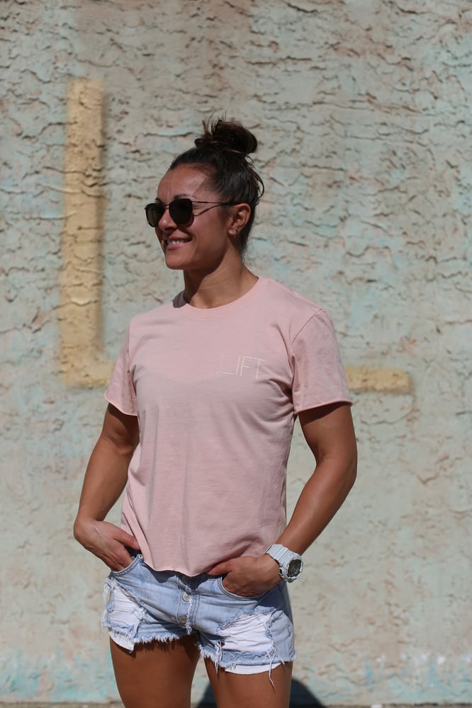 Image of Uplift Cropped Tee- Heather Peach