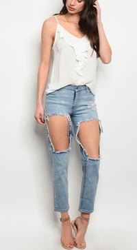 Image 1 of High waisted Distressed Jeans