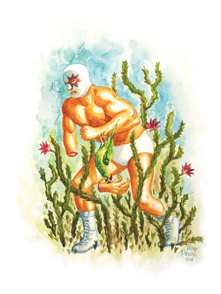 Image of Luchador y el Lorro (Wrestler and the Parrot) Print
