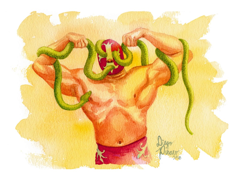 Image of Luchador de Serpientes (Snake Wrestler) Print