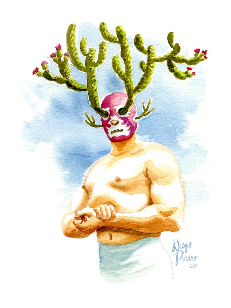 Image of Luchador en Flor (Wrestler in Bloom) Print
