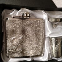 Image 2 of Initial Rhinestone Bling Flask. 