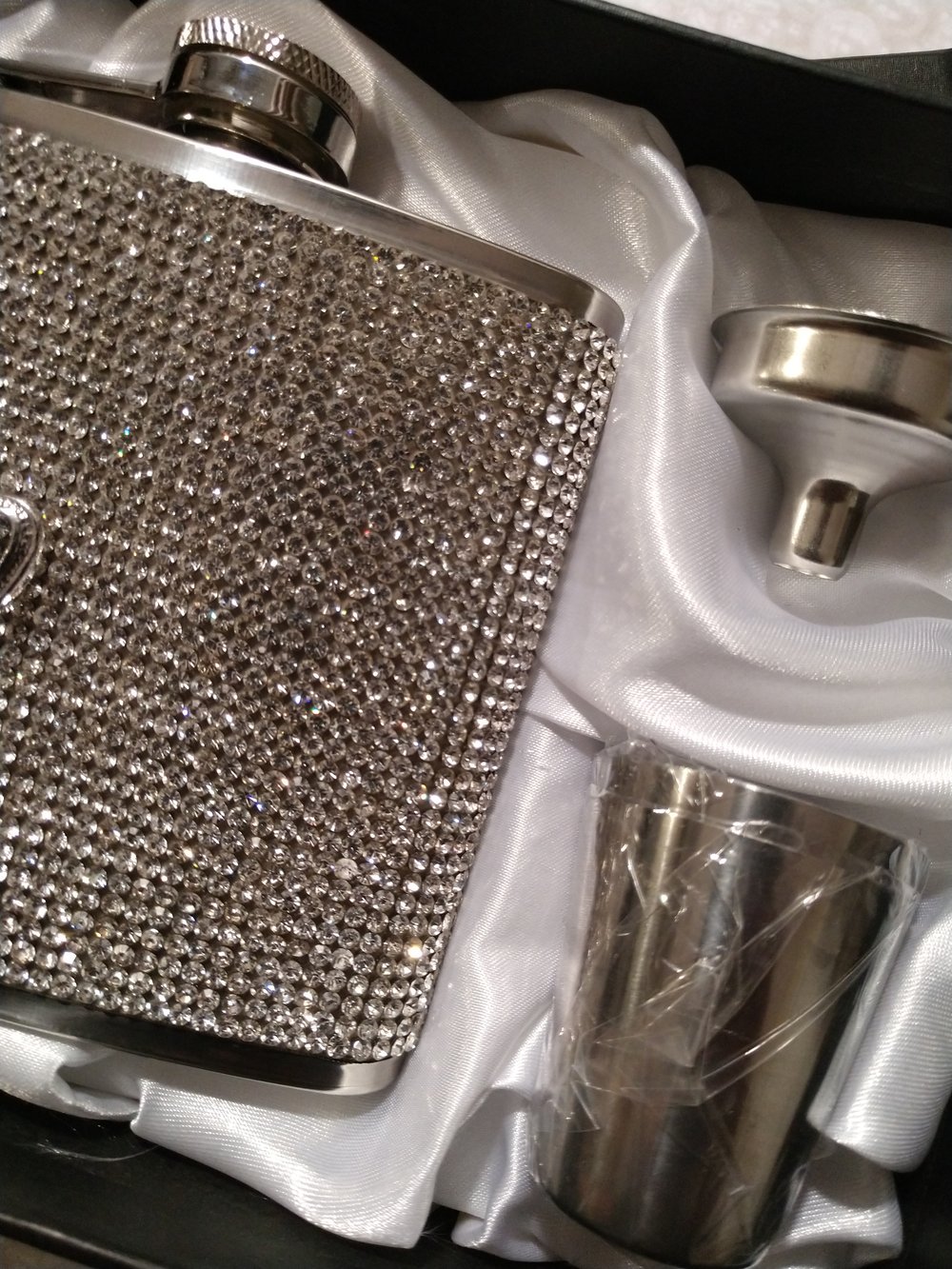 Initial Rhinestone Bling Flask. 