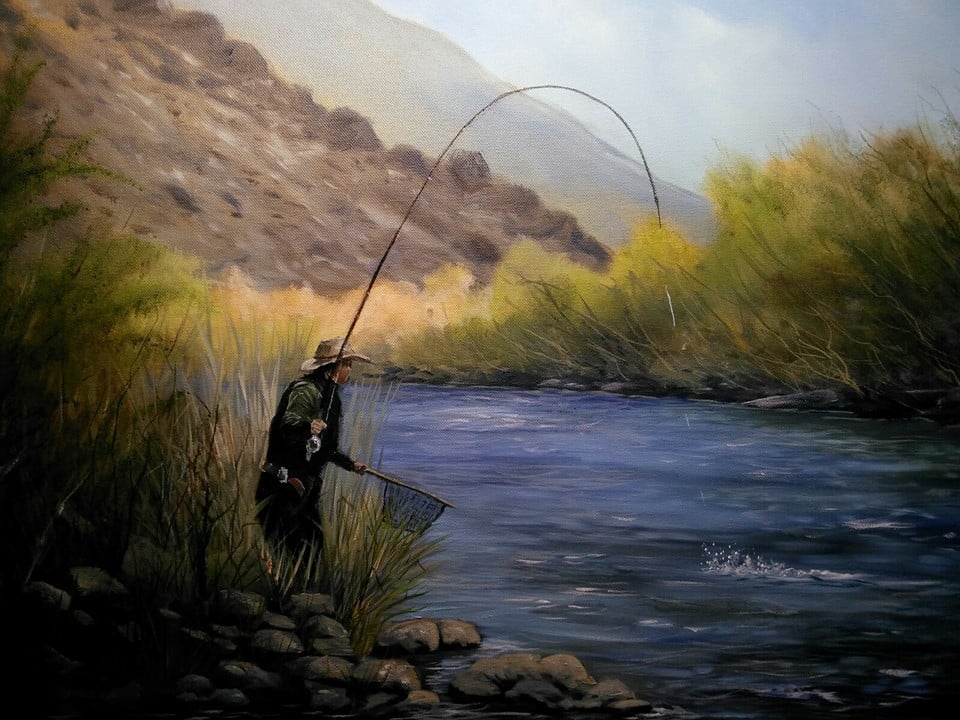 Image of Fishing The Owens River ( 16"x 20"signed print )