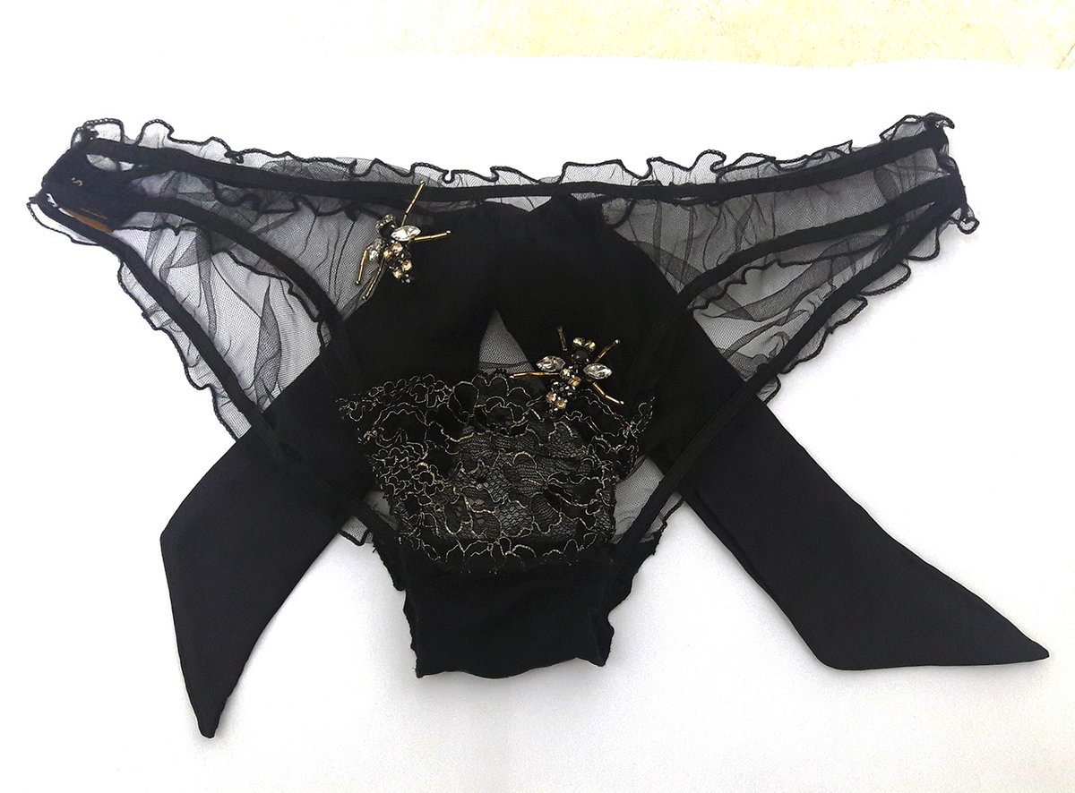 Image of Abeille 'Bee' silk tulle and lace frilly knicker