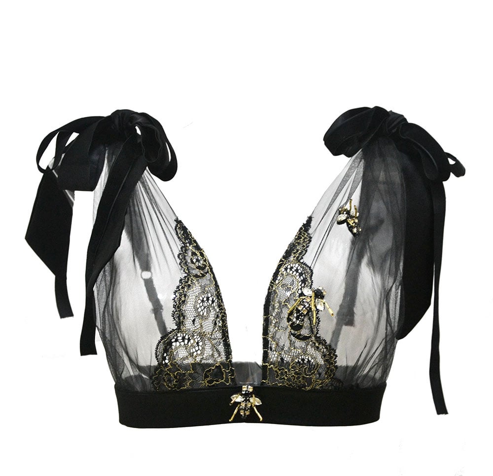 La Lilouche | Abeille 'Bee' Silk & gold lace Grecia Bra La Lilouche | Abeille 'Bee' Silk & gold lace Grecia Bra