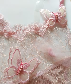 Image of Phyllis Powder Pink velvet Lace bodysuit